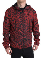 Dolce & Gabbana Red Leopard Hooded Bomber Full Zip Jacket -   -  Dolce & Gabbana.